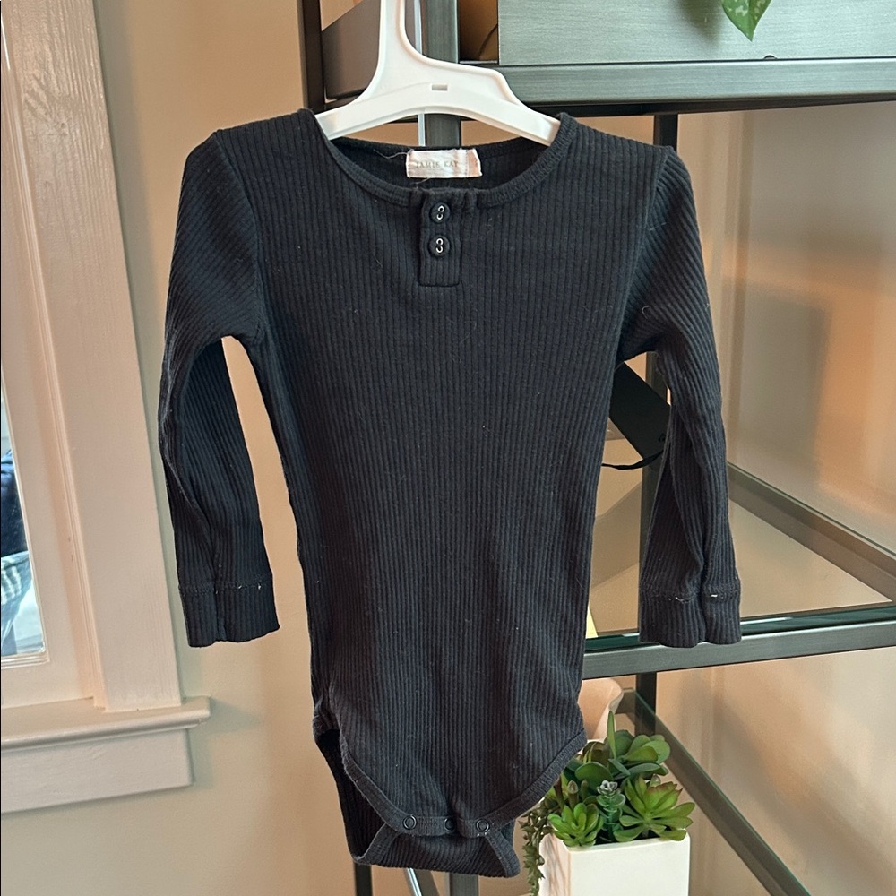 Jamie Kay Black Ribbed Long Sleeve Onesie